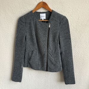 Catherine Malandrino Side Zip Tweed Like Blazer‎ Womens Small Grey Marled